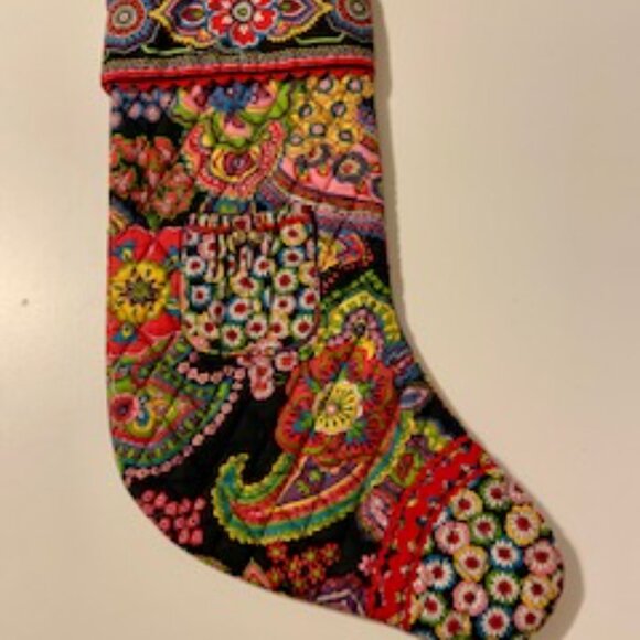 Vera Bradley Christmas Stocking – Retired Pattern – Quilted Paisley Black Multi - Picture 3 of 6